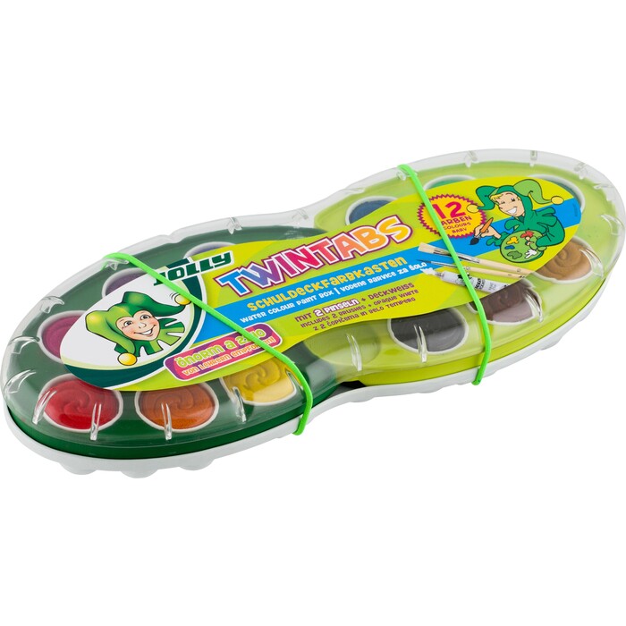 JOLLY Schuldeckfarbkasten Twintabs 12 Farben