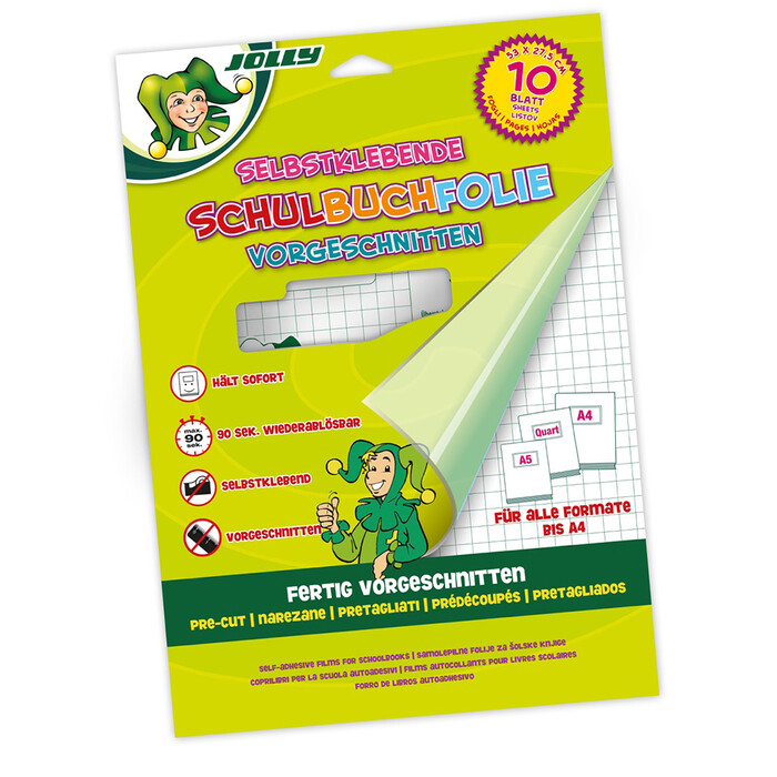 JOLLY Schulbuchfolie selbstklebend 53 x 37,5 cm 10 Blatt vorgeschnitten