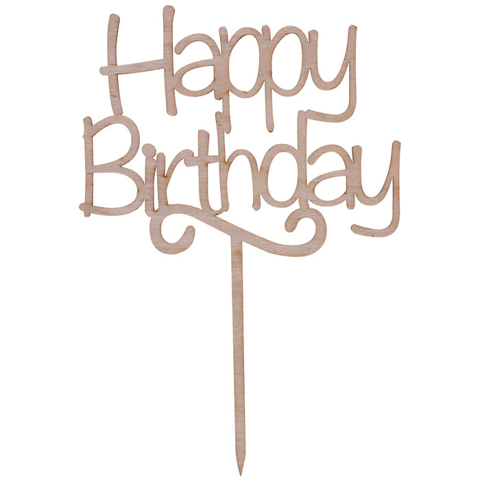 Cake Topper Happy Birthday 15 x 22 cm natur
