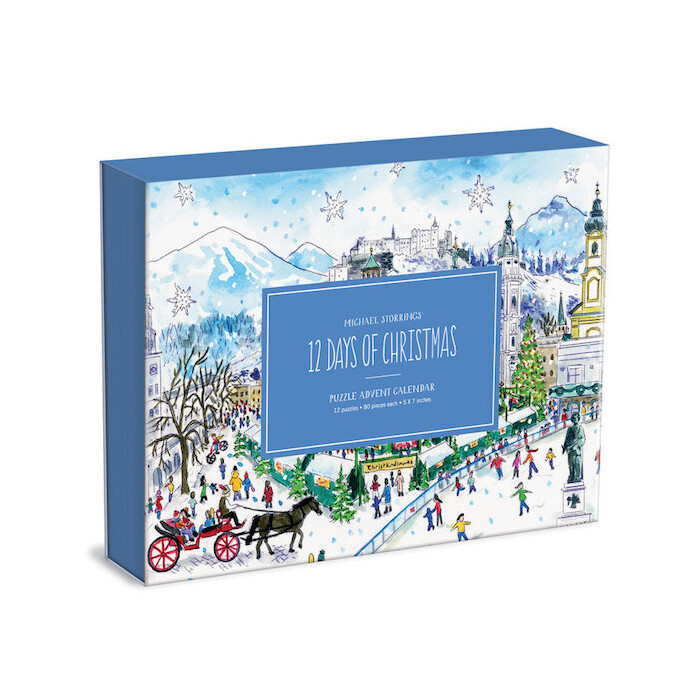 Galison: Michael Storrings 12 Days of Christmas Advent Puzzle Calendar - Brettspiel