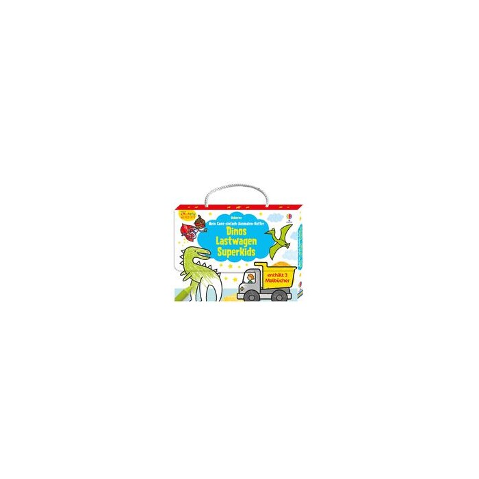 Kleine Kreativ-Werkstatt - Mein Ganz-einfach-Ausmalen-Koffer: Dinos, Lastwagen, Superkids - Taschenbuch