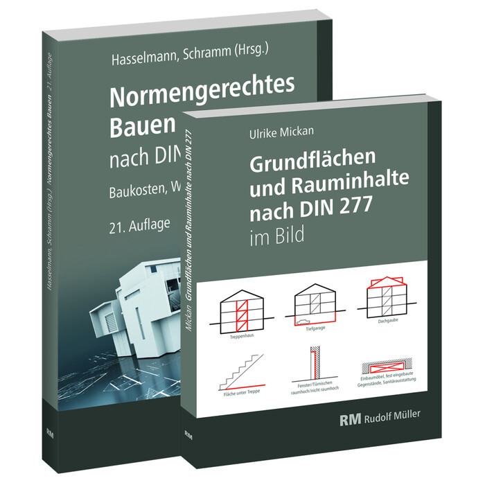 Willi Hasselmann: Buchpaket: Normengerechtes Bauen nach DIN 276/DIN 277 & Grundflächen und Rauminhalte nach DIN 277 im Bild - Taschenbuch