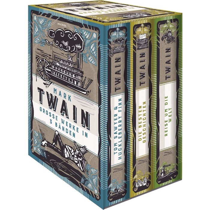 Mark Twain: Mark Twain, Grosse Werke in 3 Bänden im Schmuck-Schuber - Taschenbuch