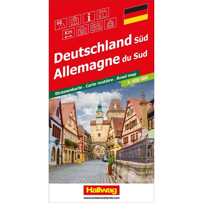 Hallwag Strassenkarte Deutschland Süd 1:500.000