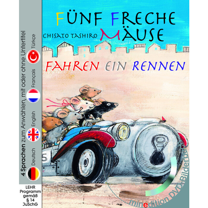 Chisato Tashiro: Fünf freche Mäuse fahren ein Rennen (Buch mit DVD) - gebunden