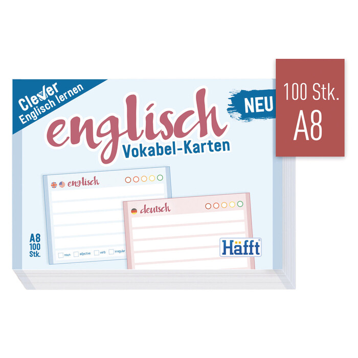 HÄFFT Vokabel-Karten A8 Englisch 100 Stück liniert