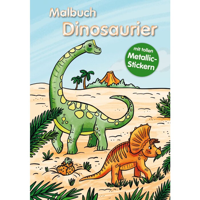 Malbuch Dinosaurier inkl. Metallic-Stickern