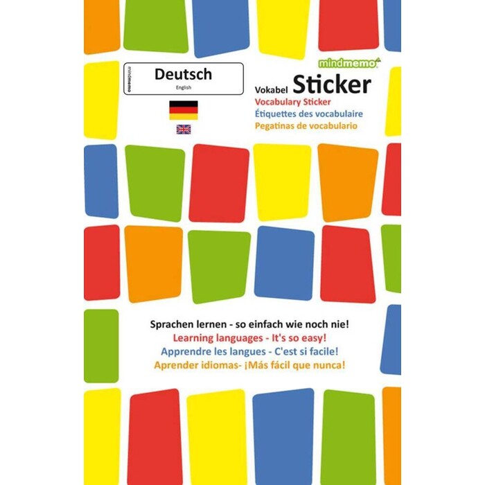 Mindmemo Vokabel Sticker - Grundwortschatz Deutsch (DaF) / Englisch - 280 Vokabel Aufkleber für Kinder und Erwachsene