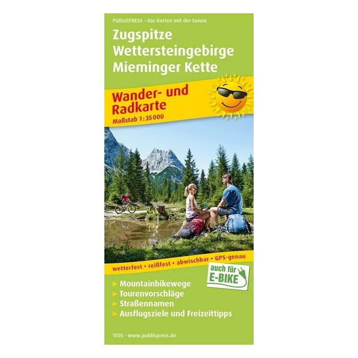PublicPress Wander- und Radkarte Zugspitze, Wettersteingebirge, Mieminger Kette