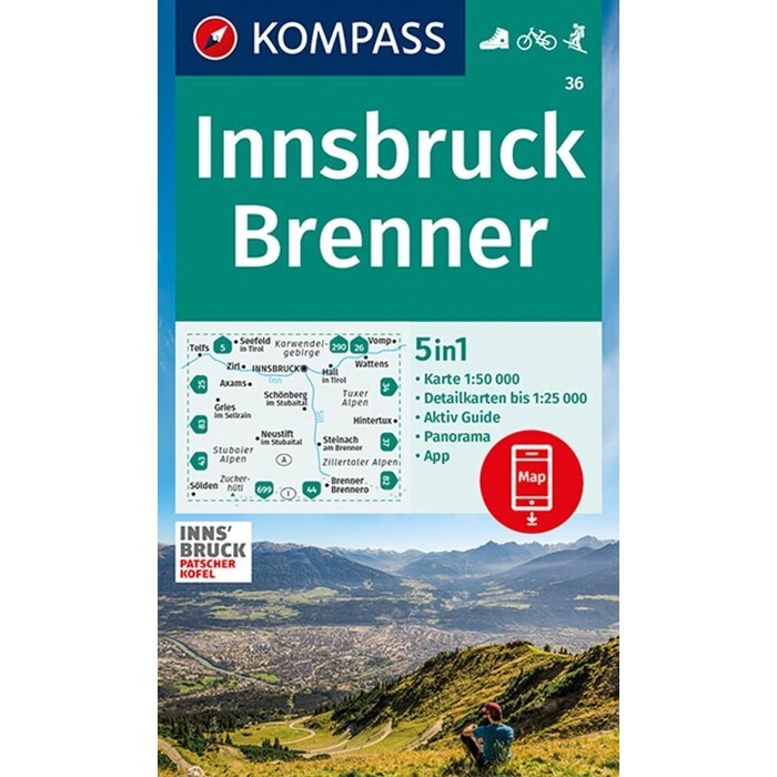 KOMPASS Wanderkarte 36 Innsbruck, Brenner 1:50.000