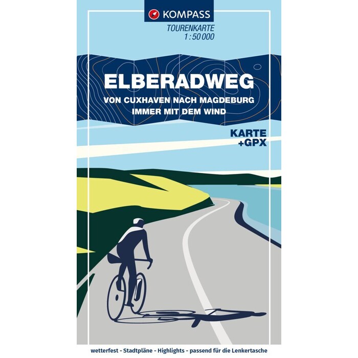 KOMPASS Fahrrad-Tourenkarte Elberadweg von Cuxhaven nach Magdeburg 1:50.000