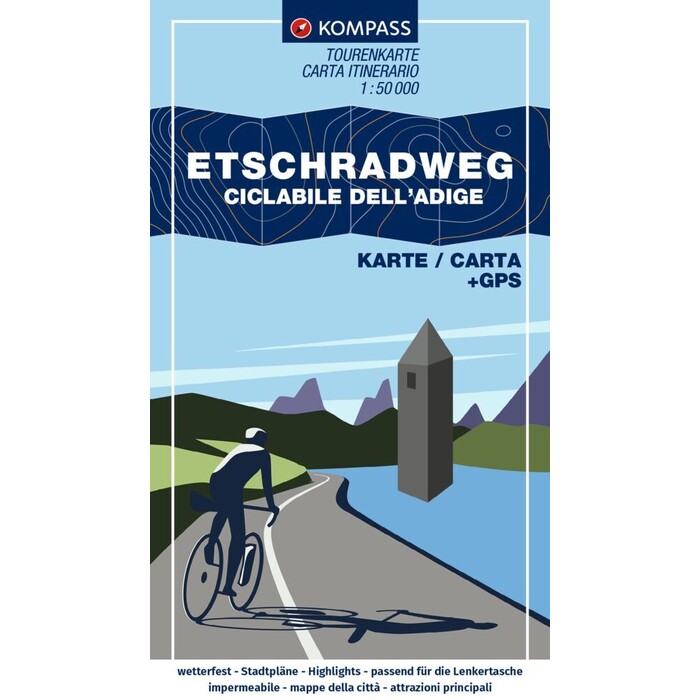 KOMPASS Fahrrad-Tourenkarte Etschradweg - Ciclabile dell´Adige 1:50.000