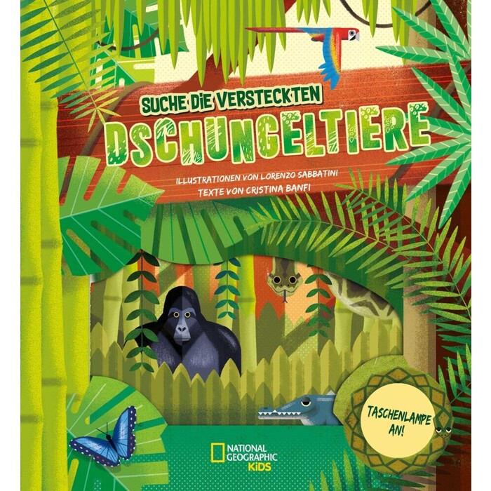 Cristina Banfi: Taschenlampe an! Suche die versteckten Dschungeltiere - gebunden